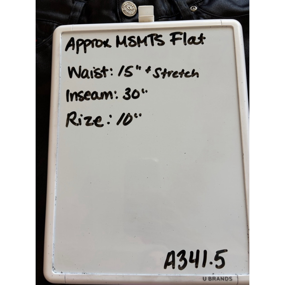 Vintage 90s Y2K l.e.i Wet Look Black Flare Pants Sz 27/28 Jr 7 - Picture 8 of 8